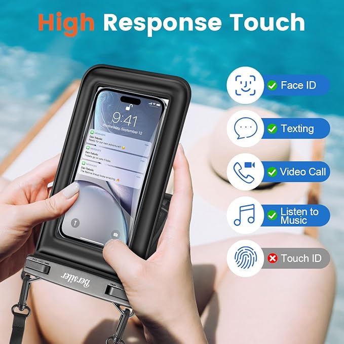 [Floatable 2 Pack Floating Waterproof Phone Pouch Case Up to 8.5", IPX8 Waterproof Phone Double Bag, Dry Bag for iPhone 16 15 14 13 Pro Max Galaxy S24+ S23, Beach Cruise Ship Essentials