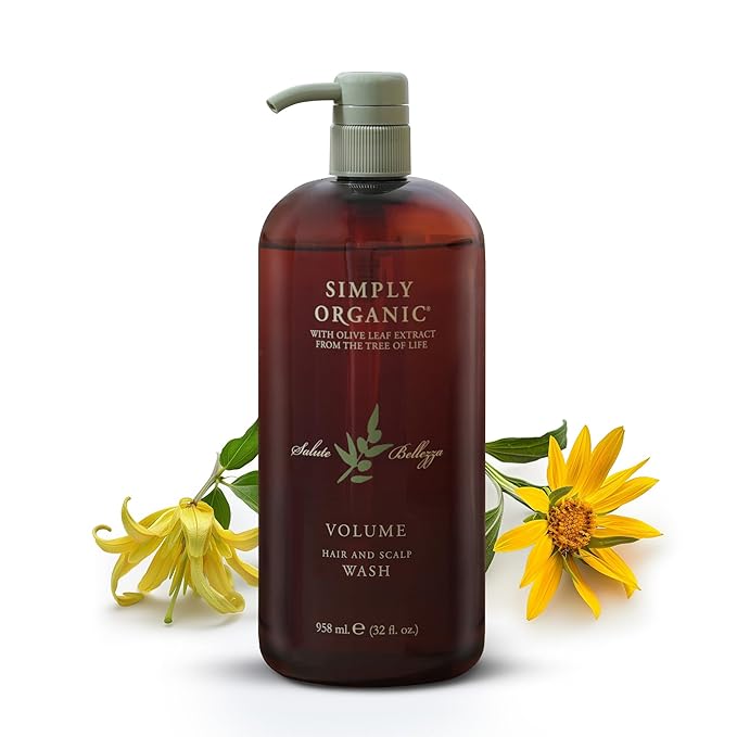 Thinning Hair Volumizing Shampoo Scalp Wash, Made in Italy, All Natural Cruelty Free Hair Care for Women & Men, Sweet Orange, Ylang Ylang, Olive Leaf Extract with Pump, 32fl oz/958 ml, VOLUME