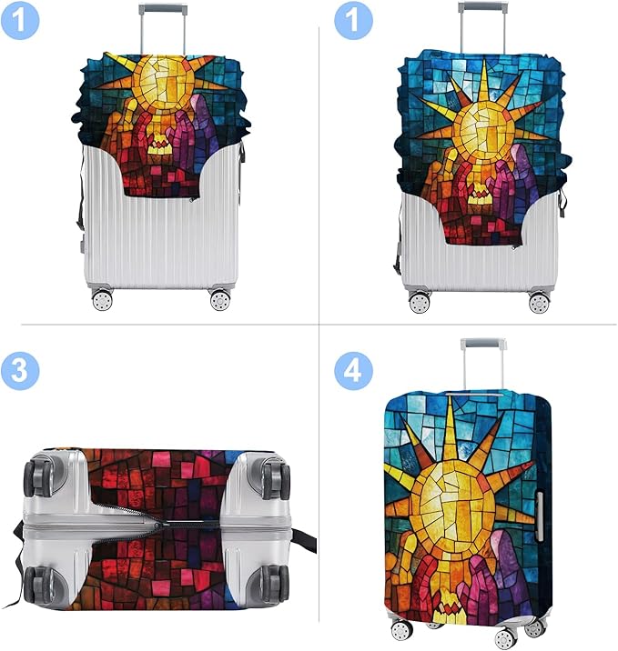 Luggage Cover Washable Suitcase Protector Anti-scratch Suitcase cover Fits 20-34 Inch Luggage (Sun, L(28-30inch suitcase))