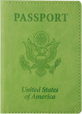 TIGARI Passport Holder for Travel Women Men, PU Leather Passport Wallet Cover Case Sleeve, Waterproof Protected Document Organizer, Family Vacation Plane Cruise Travel Essentials-Green