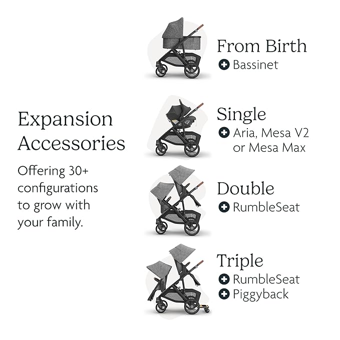 UPPAbaby Vista V3 Stroller - Full-Size Single-to-Double Stroller System - Toddler Seat, Bug Shield, Rain Shield, and Storage Bag Included - Declan (Oat Mélange/Silver Frame/Chestnut Leather)
