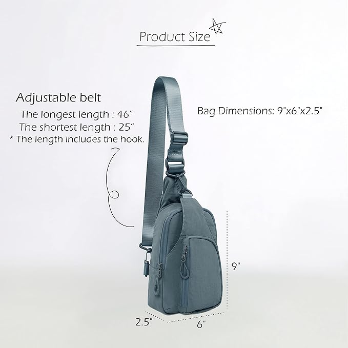 ODODOS Daily Sling Bag with Adjustable Straps Crossbody Chest Bag Lightweight Small Backpack for Casual Traveling Hiking