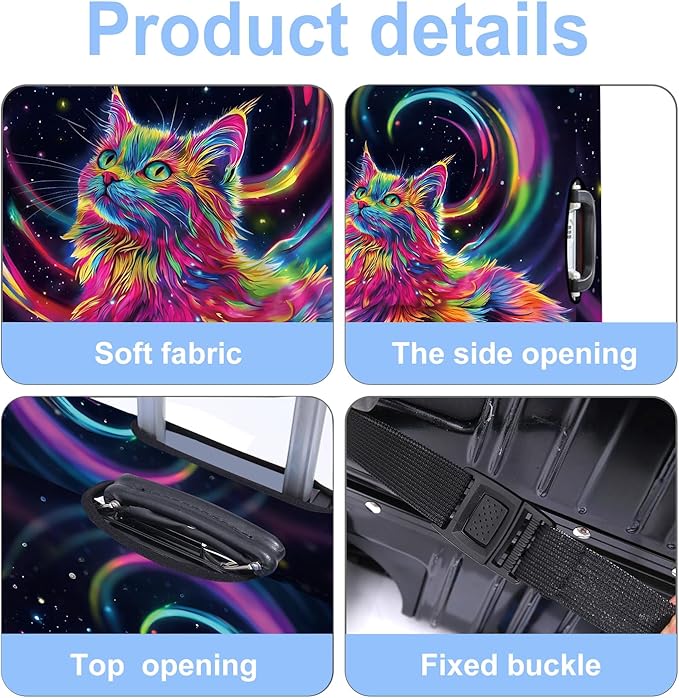 Cat Luggage Cover Washable Suitcase Protector Anti-Scratch,Stretchable Fit for 20-34Inch Luggage Durable Travel Bag Cover with Zipper Closure (M(24-26inch suitcase))