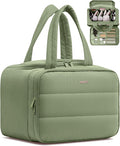 HOTOR Travel Toiletry Bag - Wide-Open Toiletry Bag for Women, Multi-Pocket Makeup Bag for Travel Essentials, Wet & Dry Separation Travel Accessories for Business Trip, Gym, 11.5"×5.9"×8.4", Green