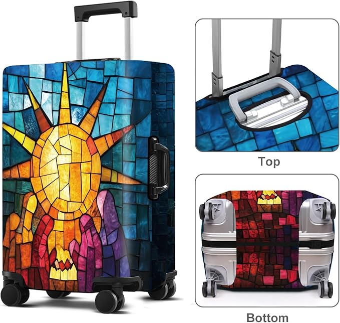 Luggage Cover Washable Suitcase Protector Anti-scratch Suitcase cover Fits 20-34 Inch Luggage (Sun, S(20-22inch suitcase))