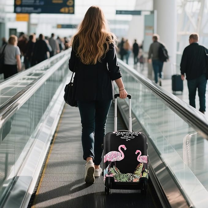 WUJIAONIAO Travel Luggage Cover Baggage Suitcase Cover Protector Skins 18-32 Inch (Flamingo A23, XL (for 29-32 inch luggage))