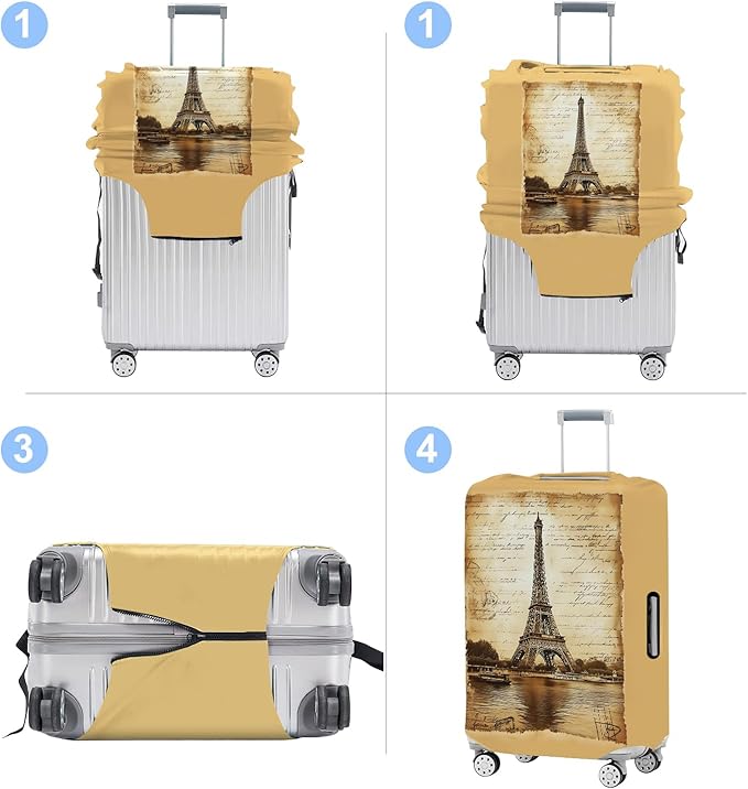 Luggage Cover Washable Suitcase Protector Anti-scratch Suitcase cover Fits 20-34 Inch Luggage (Tower-3, M(24-26inch suitcase))