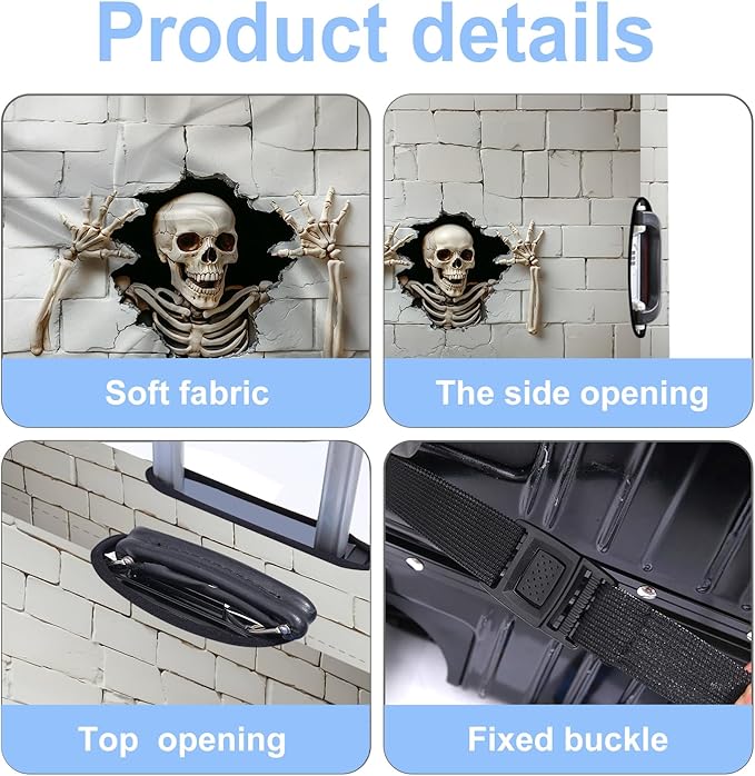 Luggage Cover Washable Suitcase Protector Anti-Scratch,Stretchable Fit for 20-34Inch Luggage Durable Travel Bag Cover with Zipper Closure (Skull, M(fits 24-26Inch suitcase))