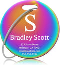 Custom Stainless Steel Luggage Tags: Personalize Your Suitcases, Backpacks, and Bags with Your Text (Rainbow) Elegant Circle-Rainbow
