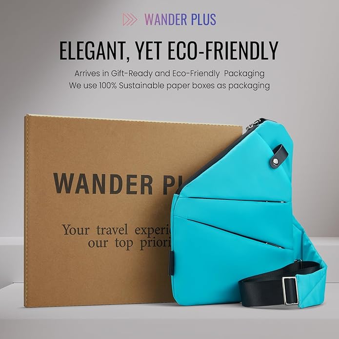 WANDER PLUS® Anti Theft Crossbody Travel Bag for Women Men, Multi-Pocket Crossbody Bag, Slim Sling Bag with Adjustable Strap
