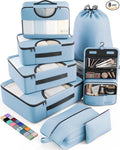 Veken 8 Set Packing Cubes for Travel Essentials, Suitcase Organizer Bags in 4 Sizes, Carry-On Luggage Accessories with Large Laundry & Hanging Toiletry Bag, Must-Have for Airplane, Road Trip & Camping