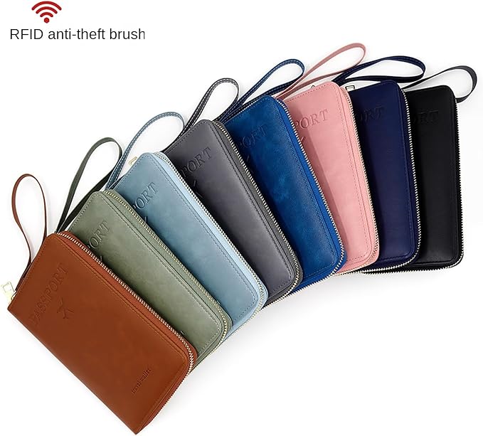 Rowgins Rfid Blocking Passport Holder Wallet, Rowgins Rfid Passport Holder with Zipper, PU Leather PassportHolder for Travel (PINK)