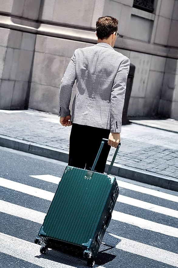 HotWay Carry On Luggage with Aluminum Frame, 20 Inch PC Hard Shell Suitcase with Spinner Wheels and TSA Lock, Lightweight Luggage for Travel (22x14x9 Airline Approved), Green
