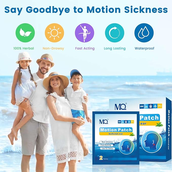 MQ 20ct Motion Sickness Patches, Dark Color, Sea Sickness Patches Non Drowsy & Waterproof, Cruise Ship Travel Essentials, Fast Acting & Long Lasting 72H