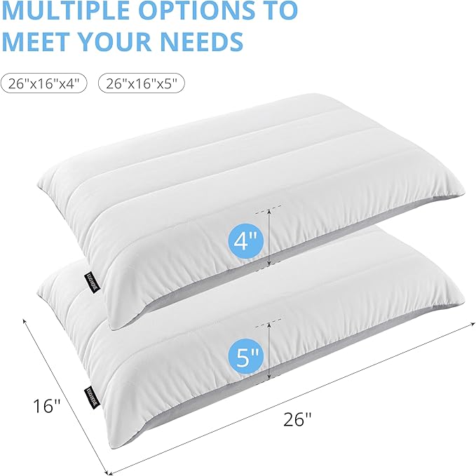 EGOHOME Cooling Memory Foam Pillow for Sleeping, Neck Pillow for Side, Back, Stomach Sleepers, Bed Pillow for Neck Pain Relief, Two-Sided Washable Reversible Cover, Standard Size (1 Pack, 5'')