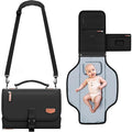Portable Diaper Changing Pad with Shoulder Strap, Detachable Travel Changing Pad with Baby Wipes Pocket, Gifts for Baby Shower, Newborn Girls and Boys (Black)