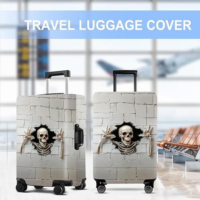 Luggage Cover Washable Suitcase Protector Anti-Scratch,Stretchable Fit for 20-34Inch Luggage Durable Travel Bag Cover with Zipper Closure (Skull, M(fits 24-26Inch suitcase))