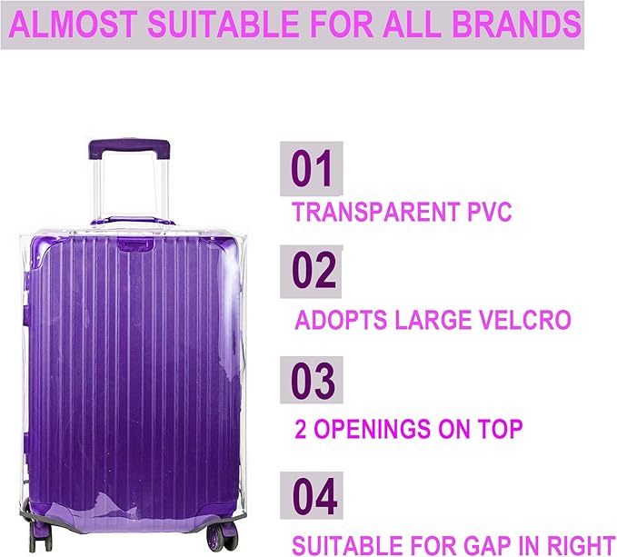 3 PCS PVC Luggage Protector Covers for TSA Approved 20/24/28 Inch Full Clear Suitcase Cover Protector Transparent Luggage Protective Cover Set Full Clear