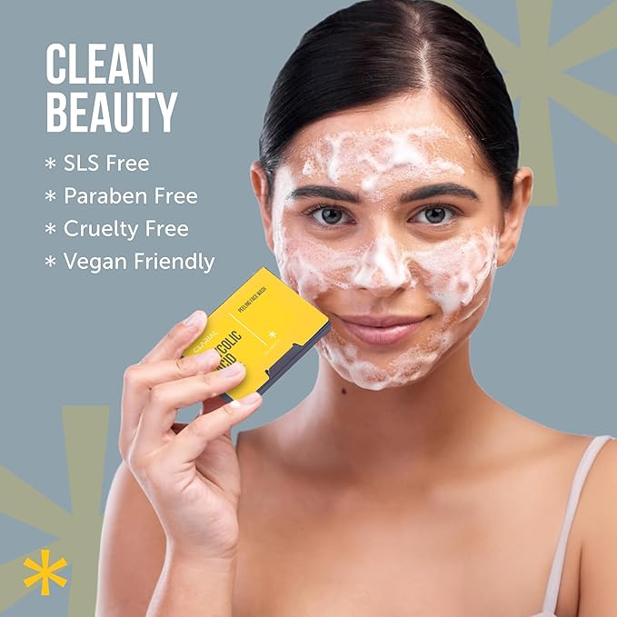 Glycolic Acid Soap Sheets - 100 Exfoliating Peel Face Wash - Travel Size Facial Cleanser with Vitamin C, Retinol, Kojic Acid, Collagen - Anti Aging and Minimizes Pores and Scars - 3 Pack