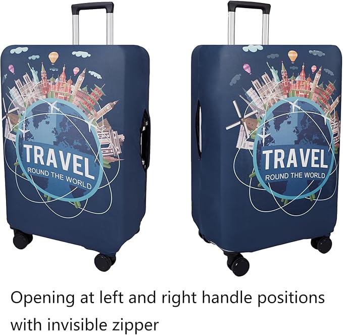 WUJIAONIAO Travel Luggage Cover Baggage Suitcase Cover Protector Skins 18-32 Inch (A9 TRAVEL, S (for 18-20 inch luggage))