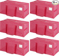 6 Pack Heavy Duty Extra Large Moving Bags with Handles,Waterproof Foldable Storage Totes, Clothing Storage Bags, Packing Moving Boxes for College Supplies, Pink
