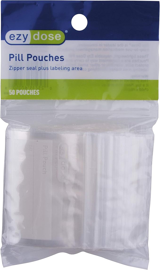 Ezy Dose Disposable Pill Pouches, Pill and Vitamin Storage, Clear, 50 Count