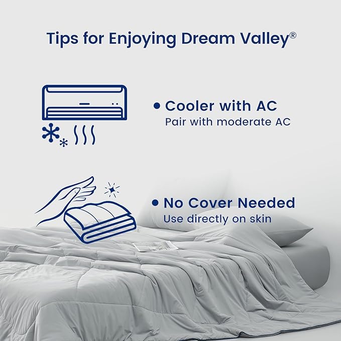 Dream Valley® Outlast® Deepsleep Cooling Comforter, Twin Size, NASA-Grade Space Technology Cooling Blanket for Hot Sleepers Night Sweats, Q-Max > 0.45 Aerocool™ Breathable, Cool Grey, 68"x90"