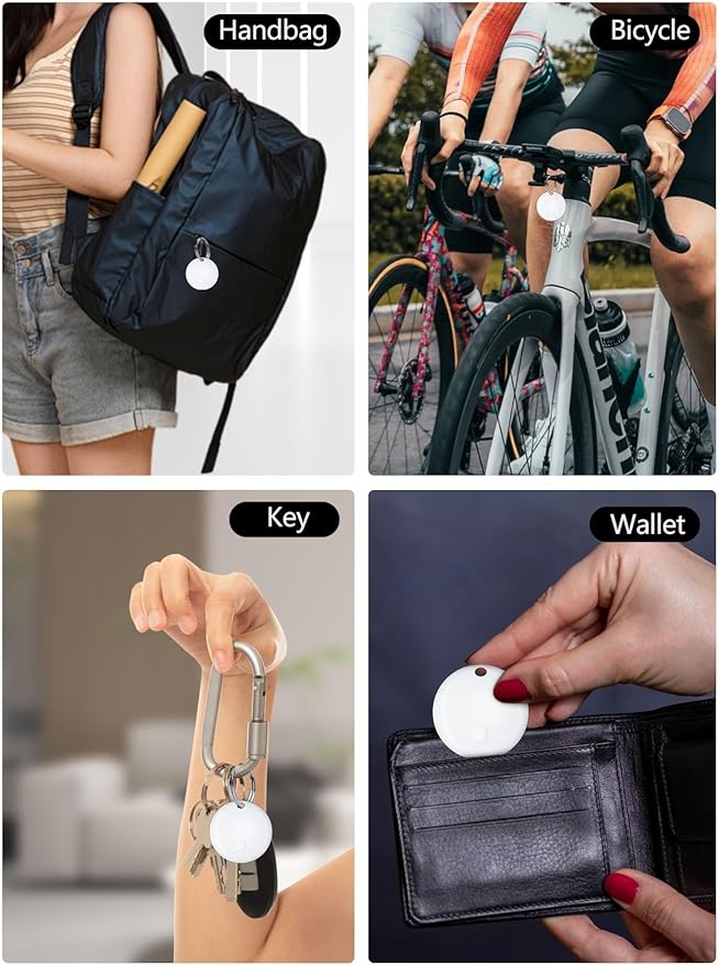 Tracker Tags, Item Finder Work with Apple Find My (iOS Only), Tracking Device Locator Smart Tag for Luggage, Keys, Wallet, Bike, Pets, Bags (White, 1 Pack)
