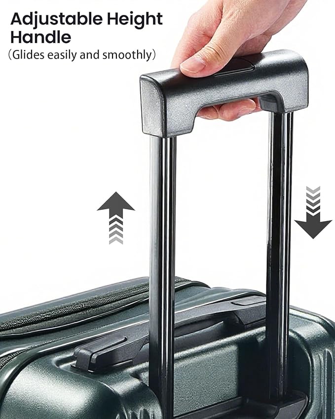 UrbanExplorer 20 Inch Carry-On Luggage with Front Opening, Cup Holder & USB Port, Lightweight ABS+PC Hardshell Spinner Suitcase, Airline Approved, 360° Wheels, Sliver