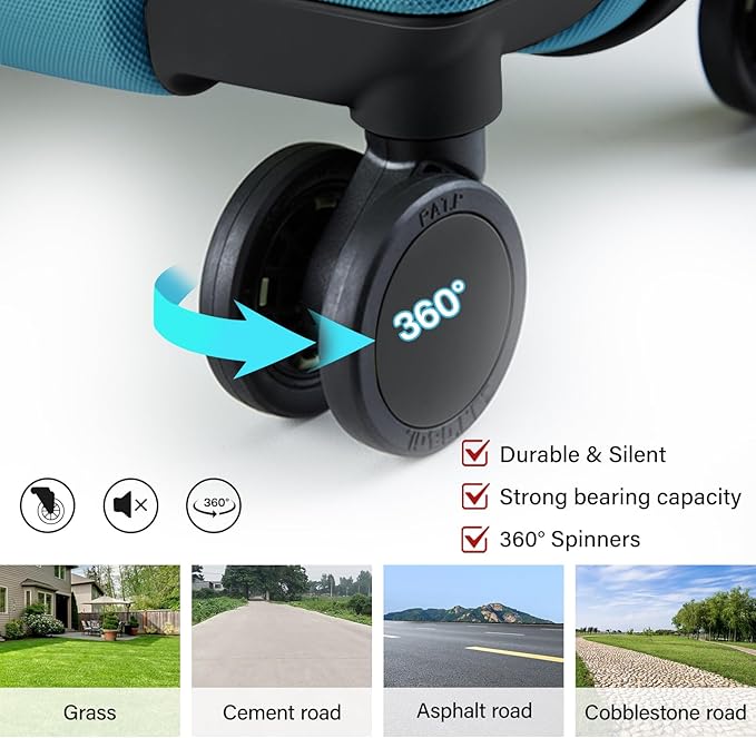 Hanke 20 Inch Hard Shell Suitcases with Spinner Wheels, Lightweight Carry On Luggage 22x14x9 Airline Approved Built-in TSA Lock, Durable Suitcase Rolling Luggage Carry-On Bag(Caribbean Blue)