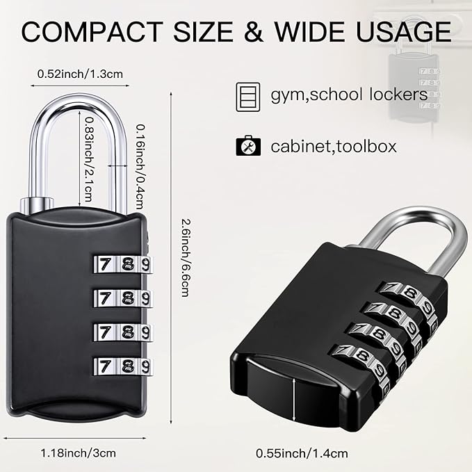 Moxweyeni 5 Pcs 4 Digit Combination Lock Small Combo Luggage Number Locks Outdoor Waterproof Padlock for Traveling Toolbox Gym Door Locker Suitcases Employee Hasp Storage