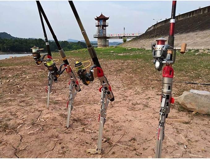 Fishing Rod Holder Smart Fish Catcher Fishing Pole Holders Automatic Spring Tip-Up Hook with Stainless Steel Ground Support Fish Pole Rack
