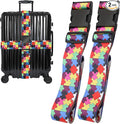 Puzzle Luggage Straps for Suitcases, Adjustable Luggage Travel Belts to Keep Luggage Security While Travel, Strong Polyester Fabric, Easy-to-Recognize Stylish Design Travel Accessories, 2 Pack