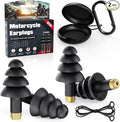 Motorcycle Ear Plugs, 2 Pairs Reusable Silicone, 26dB Wind Noise Reduction & Ear Protection Earplugs with Safety Cord & Travel Case, Comfort Fit for Motorbike, Highway Riding, Touring & Shooting