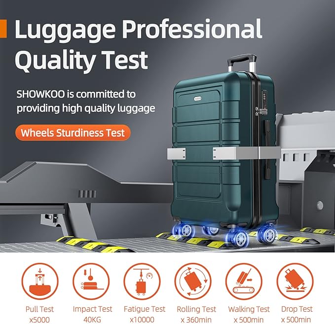 SHOWKOO Luggage Sets Expandable Suitcase Double Wheels TSA Lock (ArmyGreen)