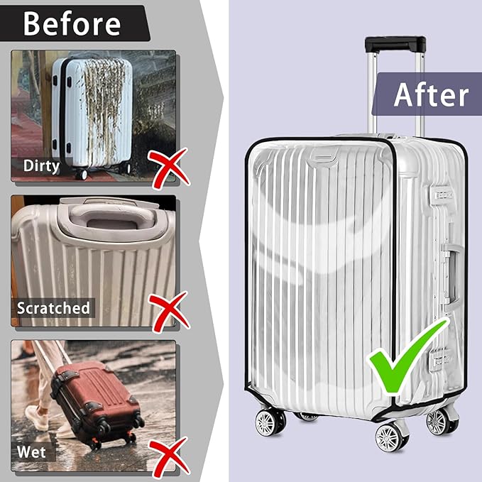 Yotako Clear PVC Suitcase Cover Protectors 32 Inch Luggage Cover for Wheeled Suitcase (32'')
