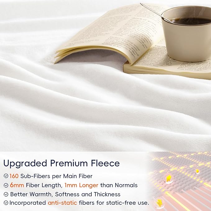 PHF Ultra Soft Fleece Blanket Twin Size, No Shed No Pilling Luxury Plush Cozy 300GSM Lightweight Blanket for Bed, Couch, Chair, Sofa Suitable for All Season, 66" x 90", White