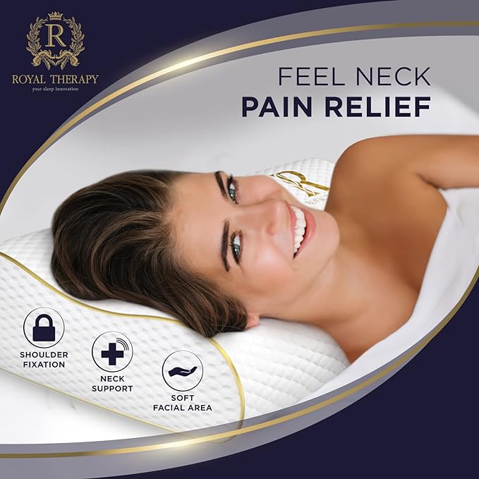 Royal Therapy King Memory Foam Pillow – Ergonomic Cervical Pillow for Neck and Shoulder Pain – Medium Firm Contour Pillow for Side, Back, and Stomach Sleepers – CertiPUR-US Certified
