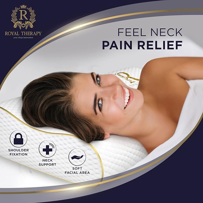Royal Therapy Travel Memory Foam Pillow, Camping, Cervical for Pain, Contour Pillow, Shoulder Pain, Neck Pain Pillow