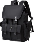 Black backpack for men, 16 inch laptop backpack with computer compartment, Drawstring slim waterproof tech backpack for travel, work, college or daily use, Large 30 L