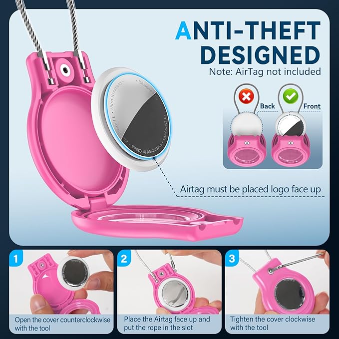 Waterproof Airtag Holder,4 Pack Air tag Case with Secure Lock,Airtags Keychain for Apple Airtag,Anti-Lost Protective Case Air tag Accessories for GPS Tracker Luggage,Key,Pet-Black/Pink/Green/Purple