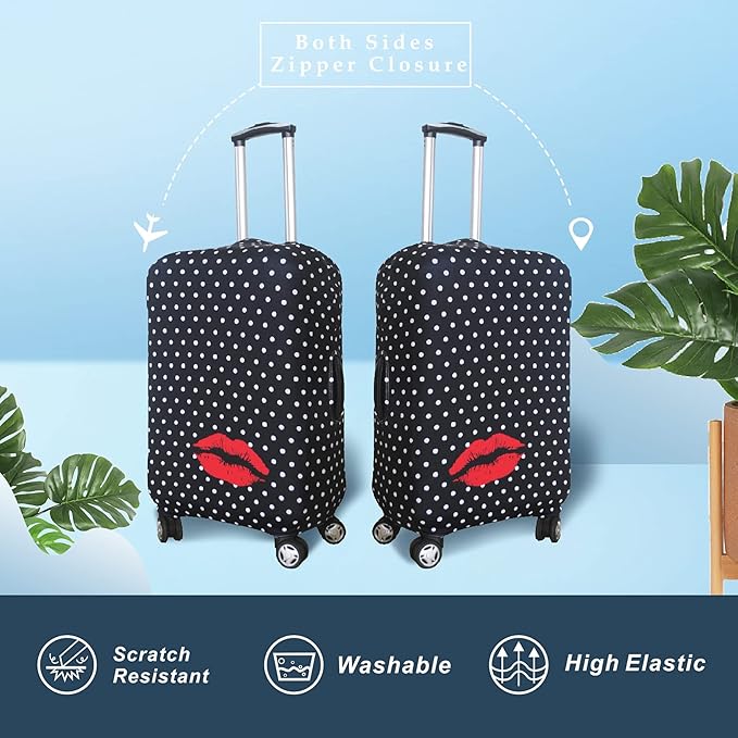 Explore Land Travel Luggage Cover Suitcase Protector Fits 23-26 Inch Case (Polkadot, M)