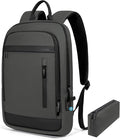 Business Backpack for Men Lightweight Commute Laptop Backpack Anti-Theft Water Resistant Backpack for 15.6 Inch Computer for Daily Office Work with Small Bag (Grey)