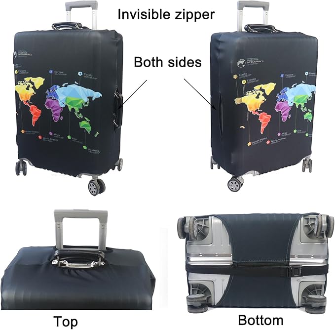 MosaiRudo Thicker Luggage Cover Elastic Suitcase Cover Protector Fits 18-32 Inch Suitcase Travel Accessories (Abstract Map, M)