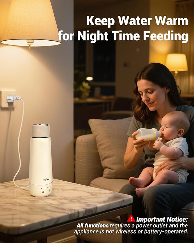 Bear Milk Warmer, Fast Water Warmer for Baby Formula with 10 Oz Large Capacity, Accurate 4 Temp Setting and Automaticlly Keep Warm, Portable Bottle Warmer(No Battery, 110V Only)