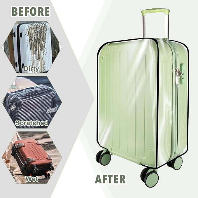 Thicken Clear Luggage Cover Protector, 30" PVC Luggage Covers for Suitcase Waterproof Dustproof Anti-scratch Travel Suitcase Covers Case for Wheeled Luggage