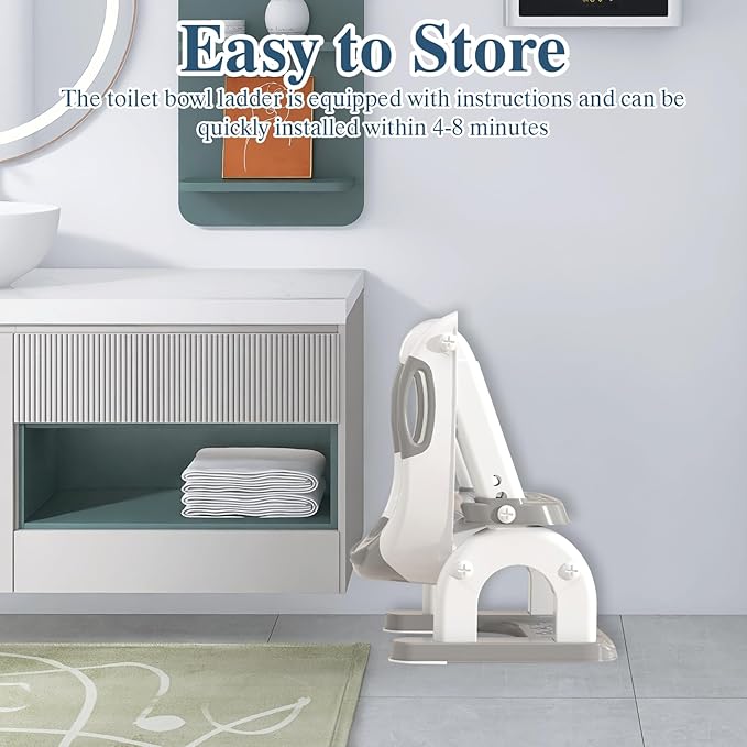 Potty Training Seat for Toddlers, Adjustable Height 2-in-1 Potty Training Toilet Ladder for Kids Boys Girls with Splash Guard, Waterproof Cushion, Anti-Slip Pad Step Stoo - Grey