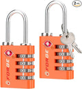 Forge Dual-Opening: Key or Combination Access Lock, TSA Approved Locks for Luggage, Pelican case, Travel, Gym, School, Stainless Steel Shackle.(Orange, 2 Pk)