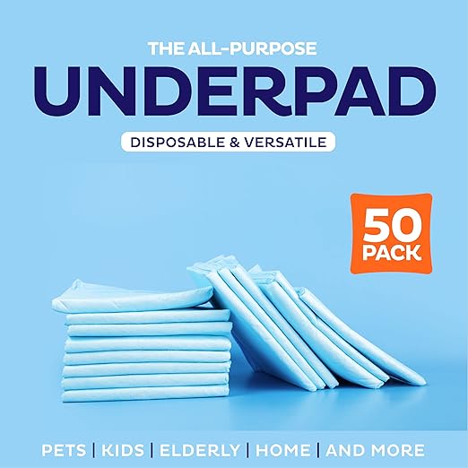 Chucks Pads Disposable [50-Pack] Underpads 17"x 24" - Pee Pads for Dog, Puppy - Diaper Changing Table Pad for Baby - Incontinence Bed & Chair Liners for Elderly - Pet Potty Training Pads - Leak Proof