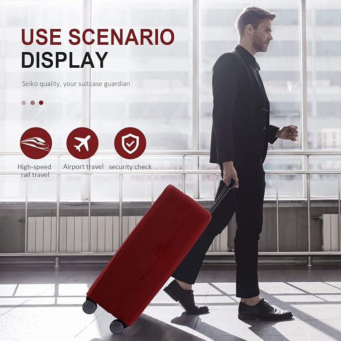 Travel Luggage Cover Suitcase Protector Scratch-Resistant Fit 19-31 Inch Suitcase, Not Included Suitcase (Claret, XL(28-29 inch))